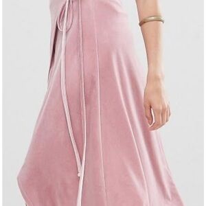 asos Blush Pink Velvet Wrap Skirt size 2